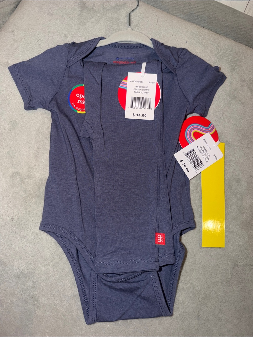 Magnetic Me Slate Blue Organic Cotton Baby One-Piece